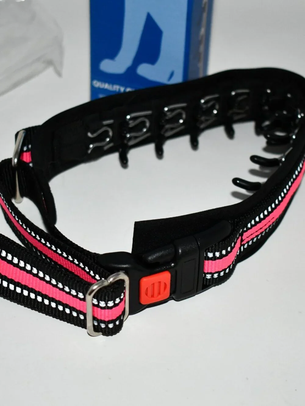 Mayerzon Prong Pinch Dog Collar, MEDIUM, 2.5mm, PINK Reflective, No Pull Trainin